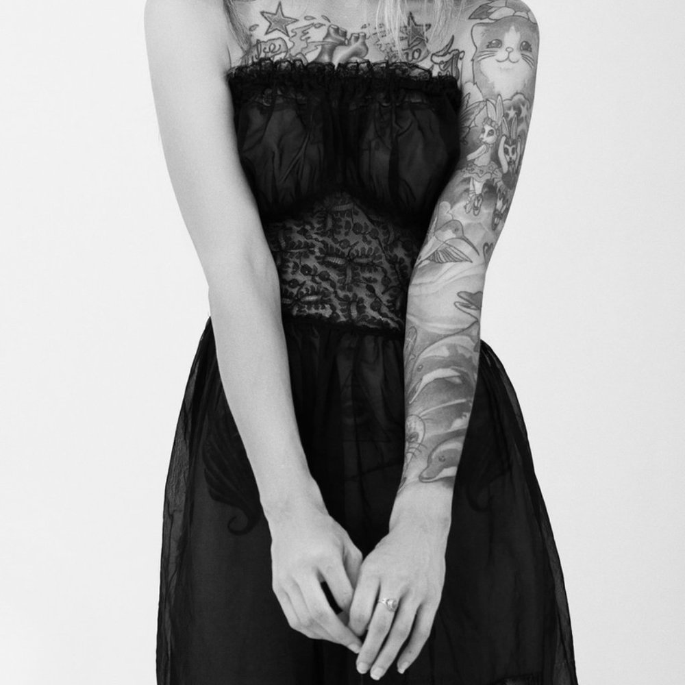 Sheer Vintage black robe dress lingerie - S/XS